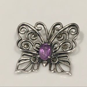 STERLING SILVER & AMETHYST butterfly charm PRICED TO SELL!
